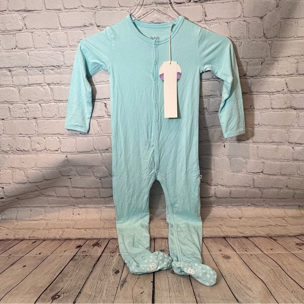 Bubble Baby Powder Blue Snap Bamboo Footie